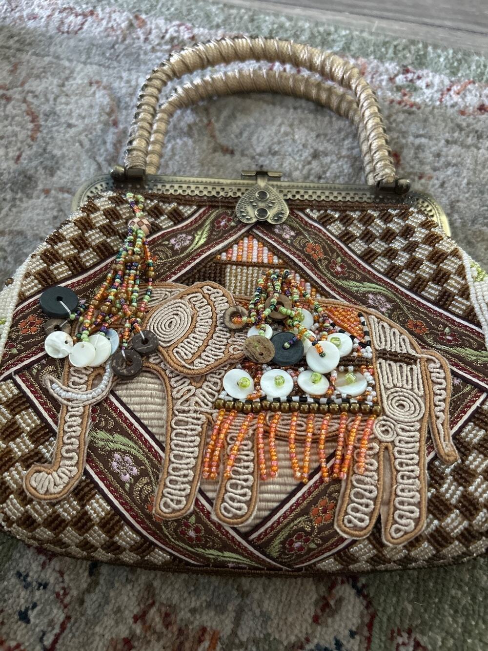 Coldwater Creek Beaded Elephant Purse w/Detachable Crossbody Chain